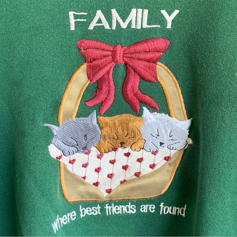 Vintage Kitty Cat Kittens Crewneck Sweatshirt Adult Large 90s Sweater Basket